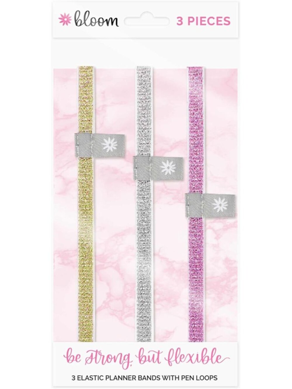 Elastic Planner Bands with Pen Holder Loop - Set of 3 Stretchy Closure Bands/Boo